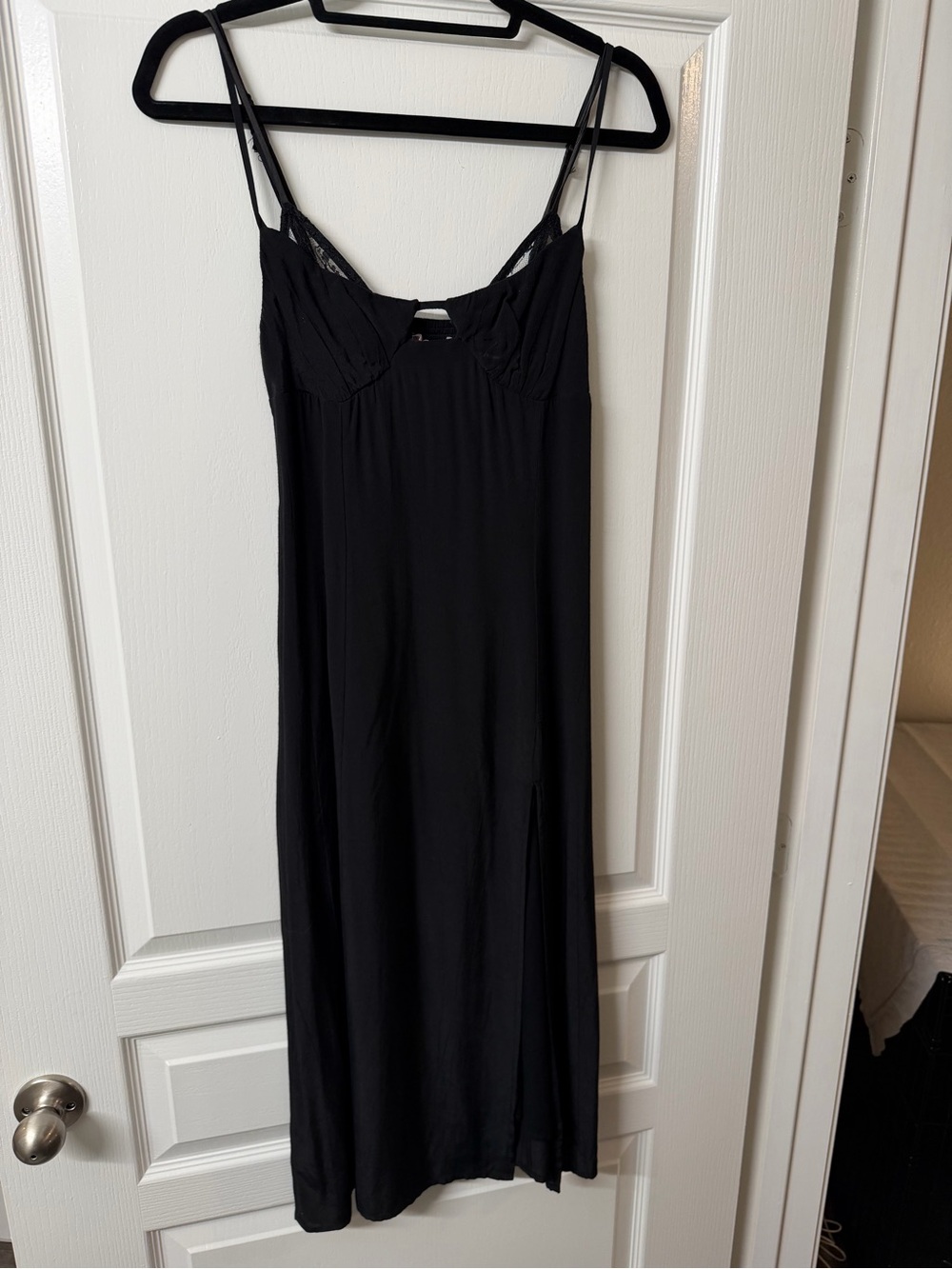 Urban Outfitters Black Spaghetti-Strap Midi Slip Dress